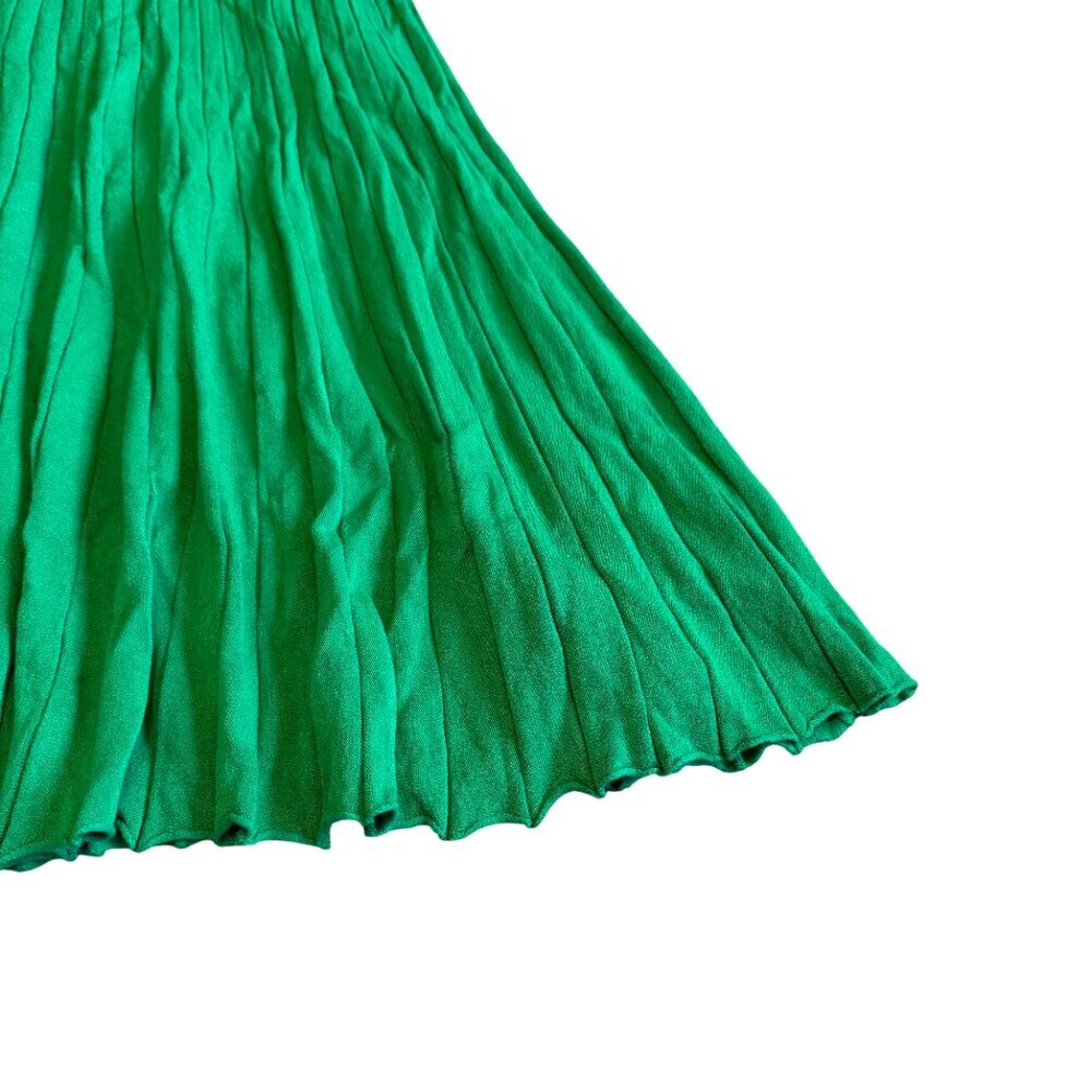 A New Day Kelly Green Stretchy Pleated Halter Dress Midi Length Size Meidum - Picture 4 of 10